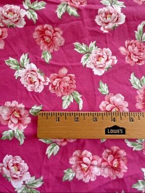 Y2K Bright Pink Quilting Cotton Floral Roses Fabric 1 Yard + 23”L X 44"W